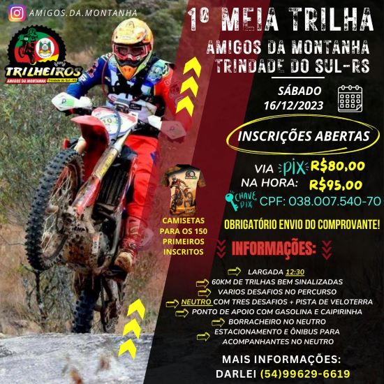 MX1  Cheio de atrações, trilhão em Santa Catarina reúne 1.473 inscritos